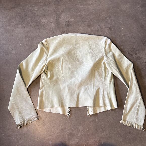 Vintage 90s J. Marco Genuine Leather Suede Green Pistachio Sport Jacket M Fringe - Picture 15 of 15